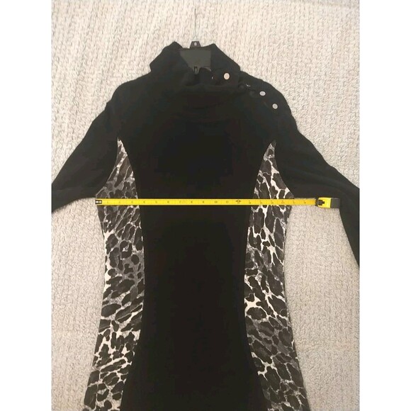 Cache Turtleneck Leopard Animal Print Top Sm Black Preppy Office Comfy Classic - Picture 9 of 9